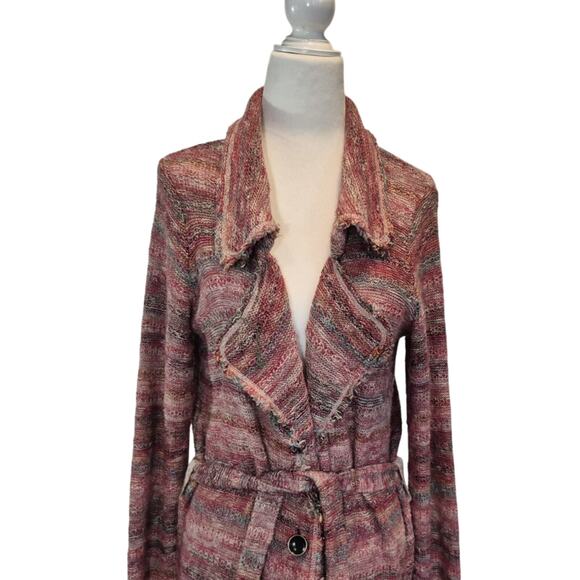 Free People Red Orange Desert Sunrise Duster Cardigan Sweater Small - Picture 6 of 11